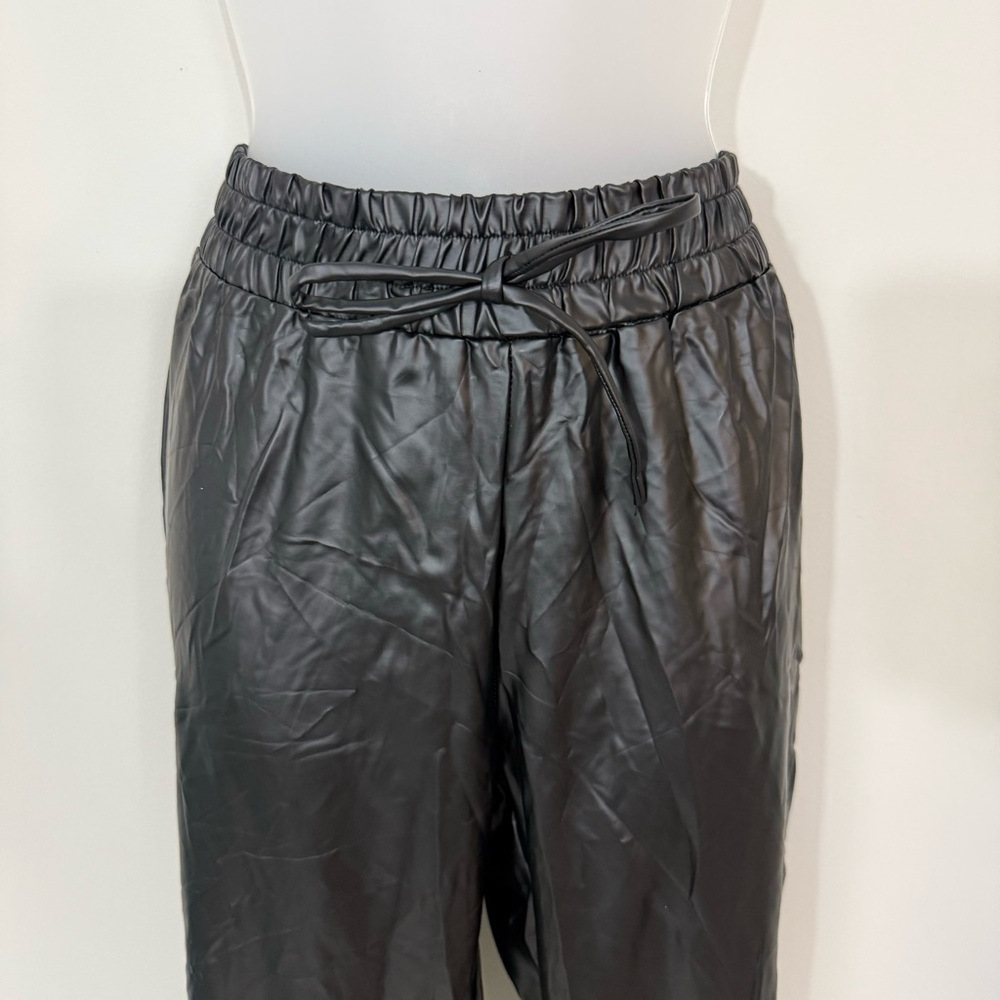 Soho Girl Faux Leather Black Joggers in Size Large - Picture 4 of 9